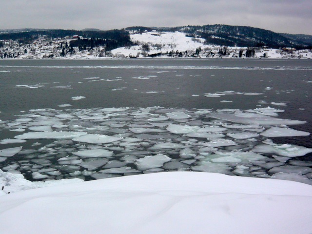 Ice on the Oslo Fjord at Drobak Norway