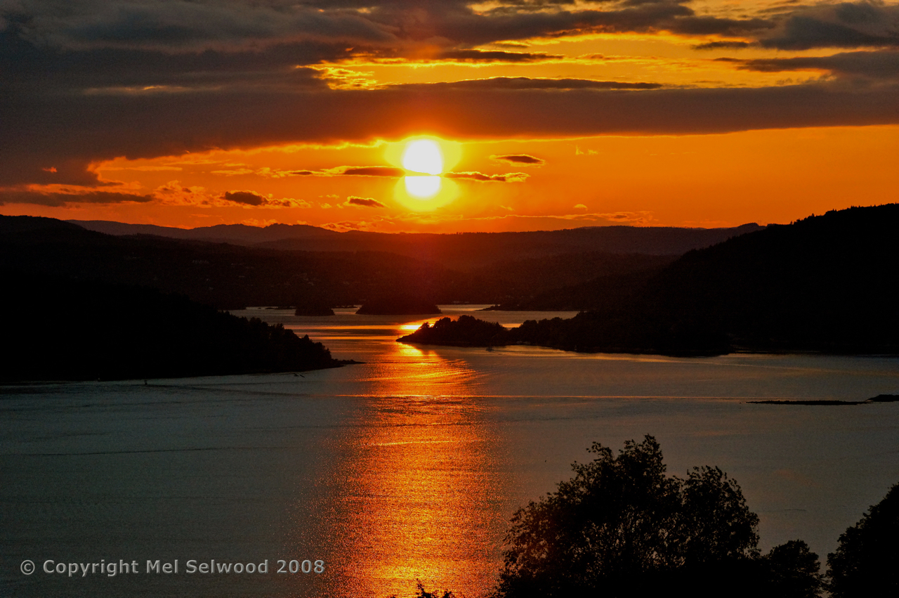 Sunset over the Oslo Fjord, Drobak, Norway